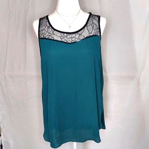 Teal & Lace Flouncy Top